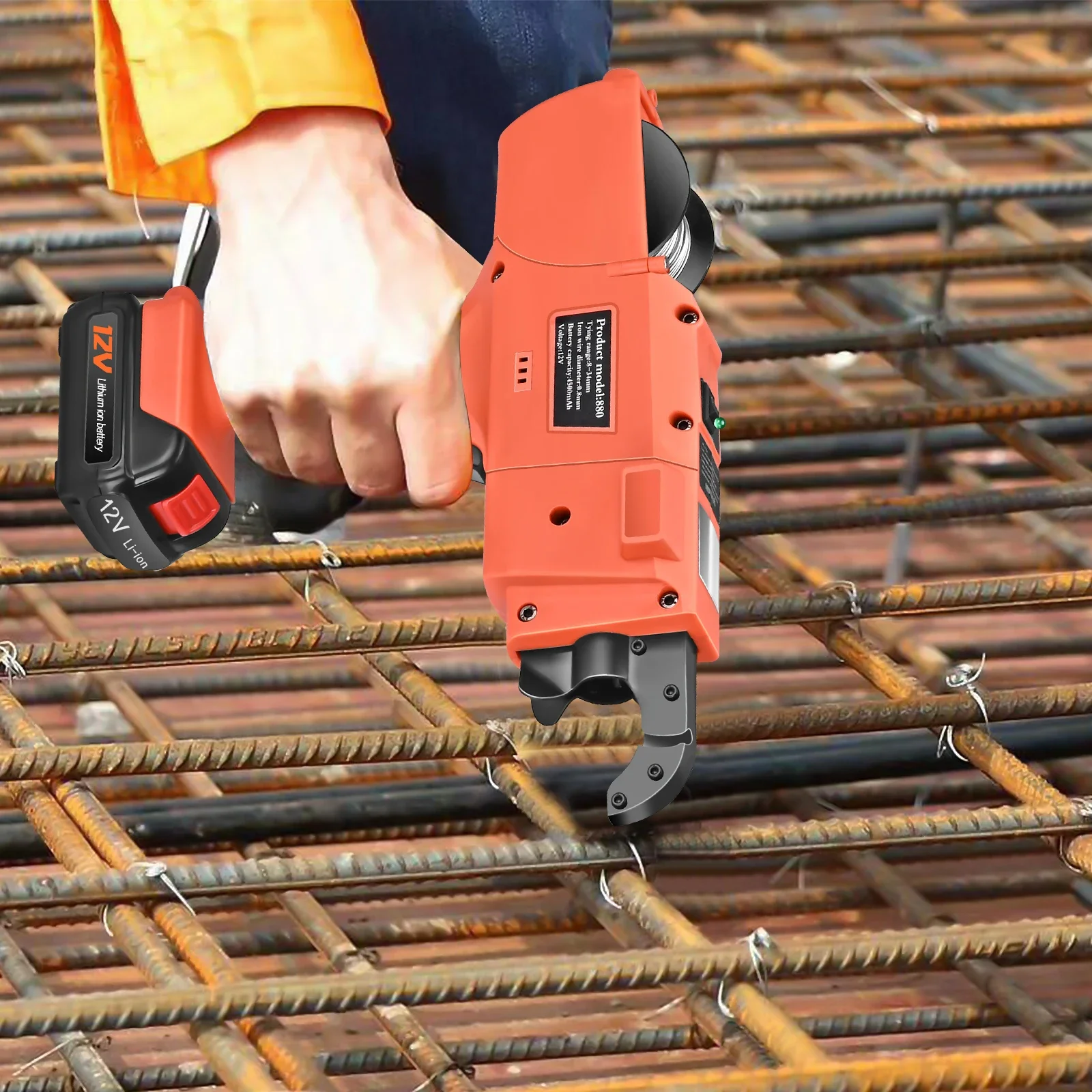 Rebar Tier Binding Machine 8mm-34mm 12V 4500mAh Automatic Rebar Tying With 2 Battery Wire Pliers Electric Tying Machine - Wire Harness Processing Equipment Rebar Tier Binding Machine 8mm-34mm 12V 4500mAh Automatic Rebar Tying With 2 Battery Wire Pliers Electric Tying Machine
